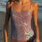 Sparkly Sequin Crop Top, Women Summer Beach Cover Up, Glitter Knitted Camisole for Festival, Boho Y2K Top