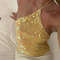 Sparkly Sequin Crop Top, Women Summer Beach Cover Up, Glitter Knitted Camisole for Festival, Boho Y2K Top