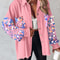 Womens Sequin Shacket Jacket Colorblock Top With Raw Hem Turn Down Collar Coat For Spring Autumn 1