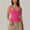 Womens Y2K Pink Goth Tank Top 2025 Summer Sleeveless Crop Top Square Neck Double Layer Tight Fit Te 7