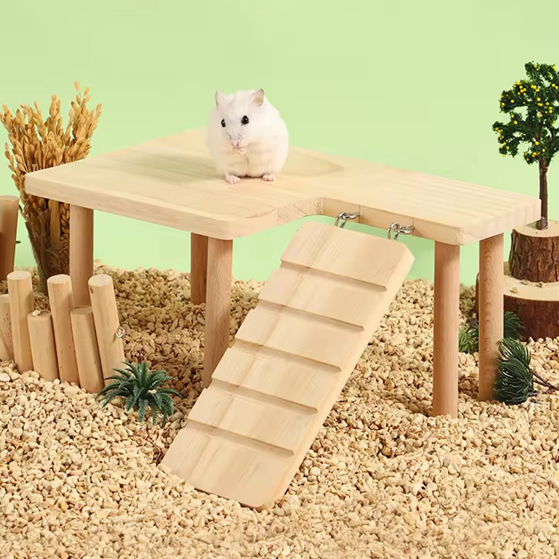 Hamster Wooden Ladder Platform Jumping Board Playground Small Pet Stairs Toy Hamster Climbing Toy F 0