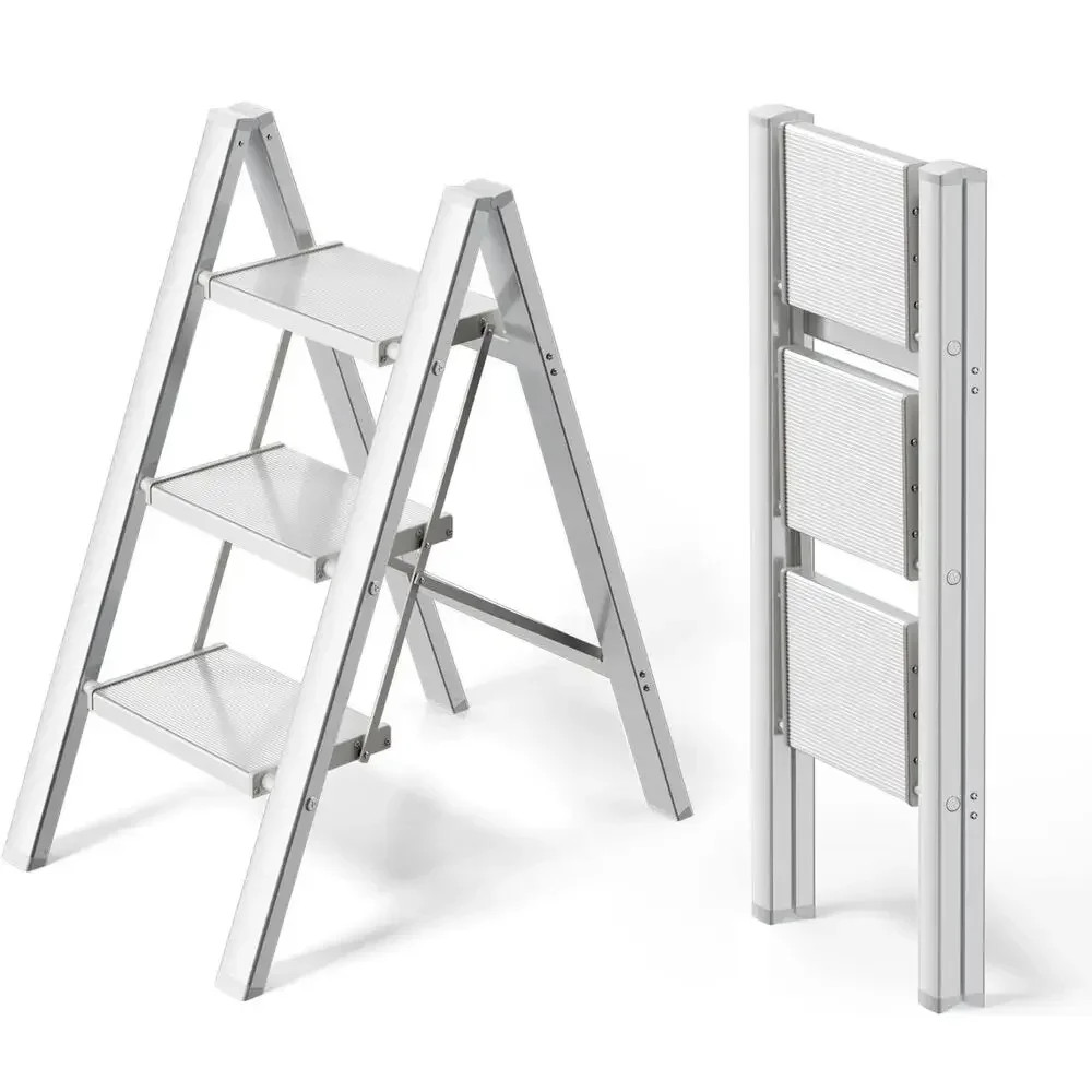 Folding Aluminum Step Ladder With Wide Rungs Portable Lightweight Ladder 150kg NonSlip Feet Steppin 0