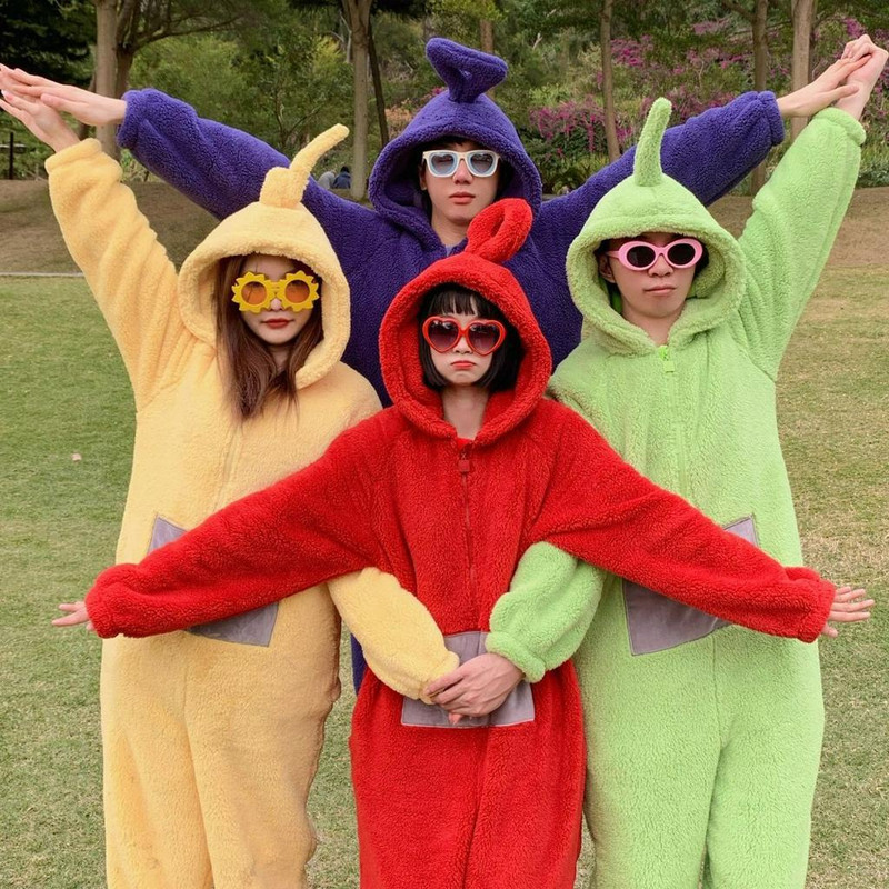 Soft Teletubbies Onesie Pajamas For Adults Long Sleeve Dipsy Tinky Winky Po Lala Costume Unisex Hom 1