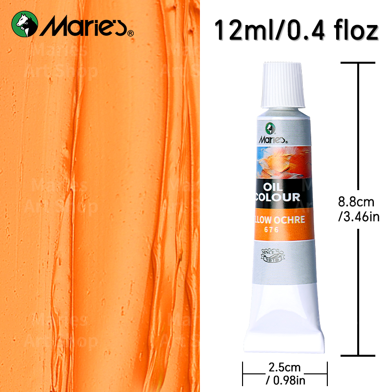 Marie's Oil Paint Kit, 19 Piece Set with 12 Vibrant Colors, 7 Brushes, Ideal Oil Painting Set for Beginners and Crafters