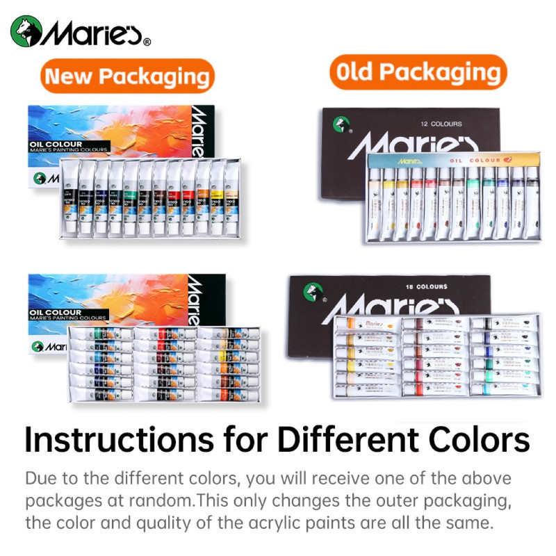 Marie's Oil Paint Kit, 19 Piece Set with 12 Vibrant Colors, 7 Brushes, Ideal Oil Painting Set for Beginners and Crafters