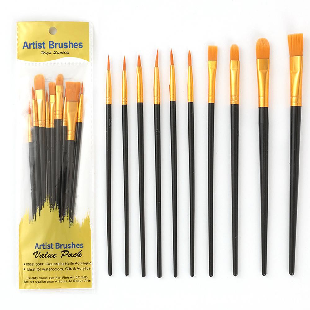 10Pcs Artist Paint Brush Set Multi Functional Nylon Hair Brushes For Watercolor Gouache Oil And Acr 7