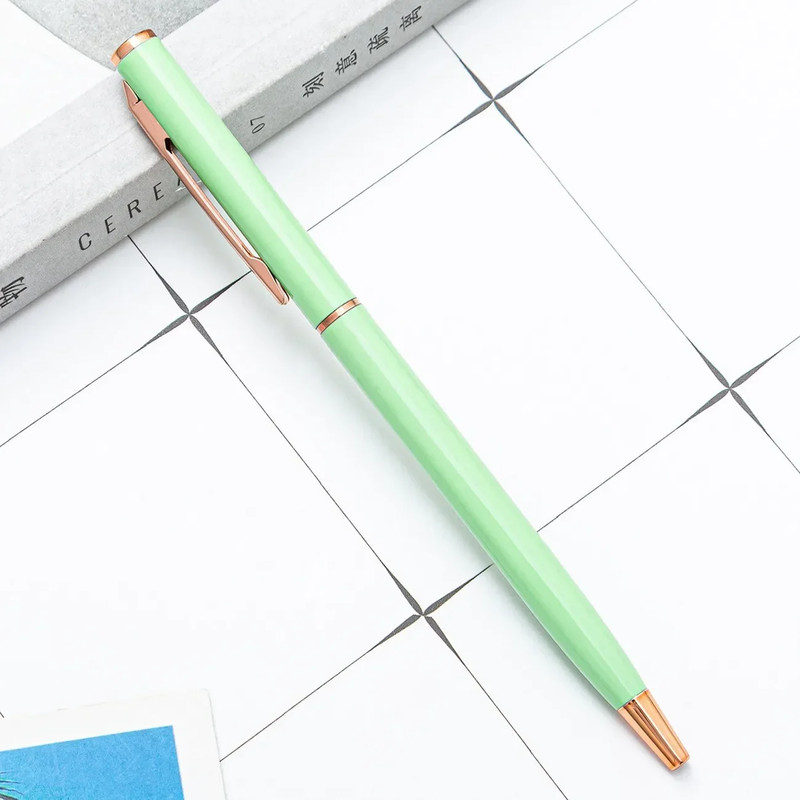 Custom Rose Gold Pens Slim Metal Ballpoint Pens With Engraved Name Or Logo Ideal For School Office