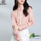 Elegant Designer Blouse, 100% Natural Silk Women's Shirt, Stand Collar Long Sleeves, Jacquard Woven Tops