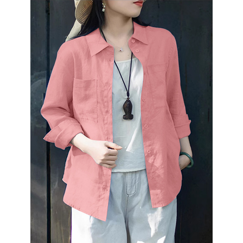 ZANZEA Womens Oversized Shirt Casual Long Sleeve Button Up Top Cotton Street Fashion Chemise For Sp 5