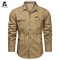 Mens Long Sleeve Casual Shirt, Premium Cotton Overshirt for Spring and Autumn, High Quality Brand Clothing for Work