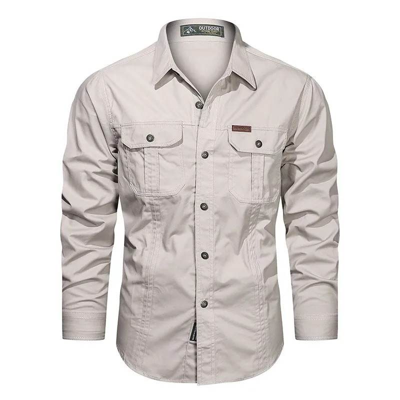 Mens Long Sleeve Casual Shirt, Premium Cotton Overshirt for Spring and Autumn, High Quality Brand Clothing for Work