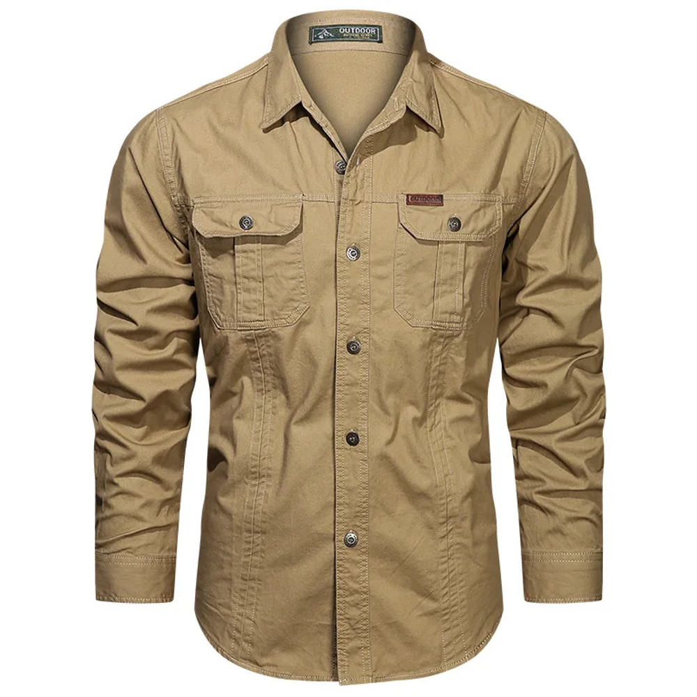 Mens Long Sleeve Casual Shirt, Premium Cotton Overshirt for Spring and Autumn, High Quality Brand Clothing for Work