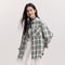 Semir Women's Shirt, Vintage Checkered Top, Oversize Long Sleeve, Mid Long Style, Spring New Fashion