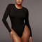 Womens Casual Long Sleeve Bodysuit, Solid Black White Gray Sexy Body Top for Autumn Winter Streetwear