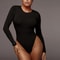 Womens Casual Long Sleeve Bodysuit, Solid Black White Gray Sexy Body Top for Autumn Winter Streetwear