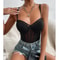 Sexy Tight Fitting Womens Clothing, with Deep V Neck Shaping, Adjustable Straps, and Reinforced Soft Padded Bra