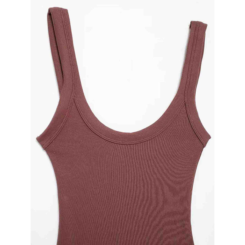 Comfortable, Stretchy Womens Bodysuit, Sexy Fashion Playsuit with Snap Button, Skinny Ribbed O Neck Design