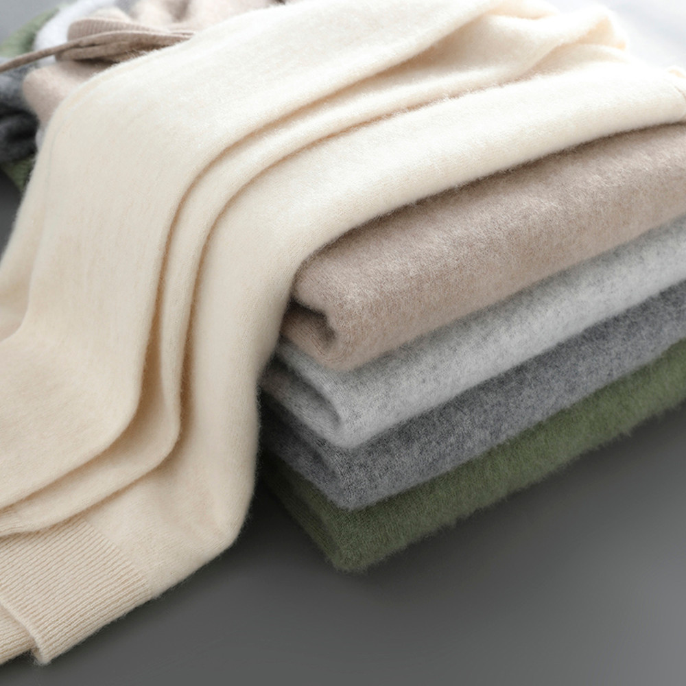 Mens Merino Wool Sweater Thick Hooded Pullover Soft Knitwear For Autumn Winter Casual Comfort Wool 2