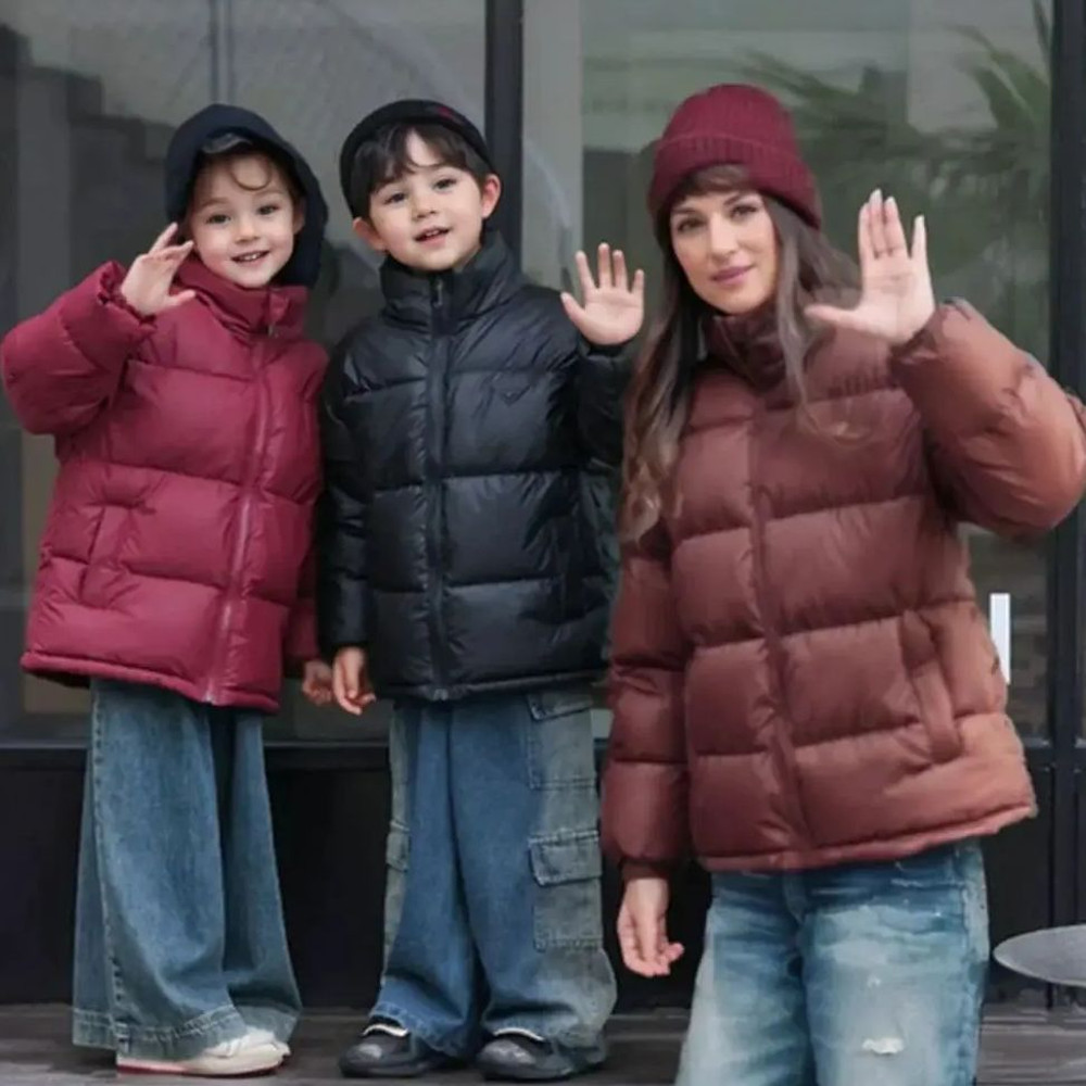 Family Matching Outfits, Waterproof Down Jacket, Thicken Warm Parkas for Boys and Girls, Solid Sheepskin Fabric