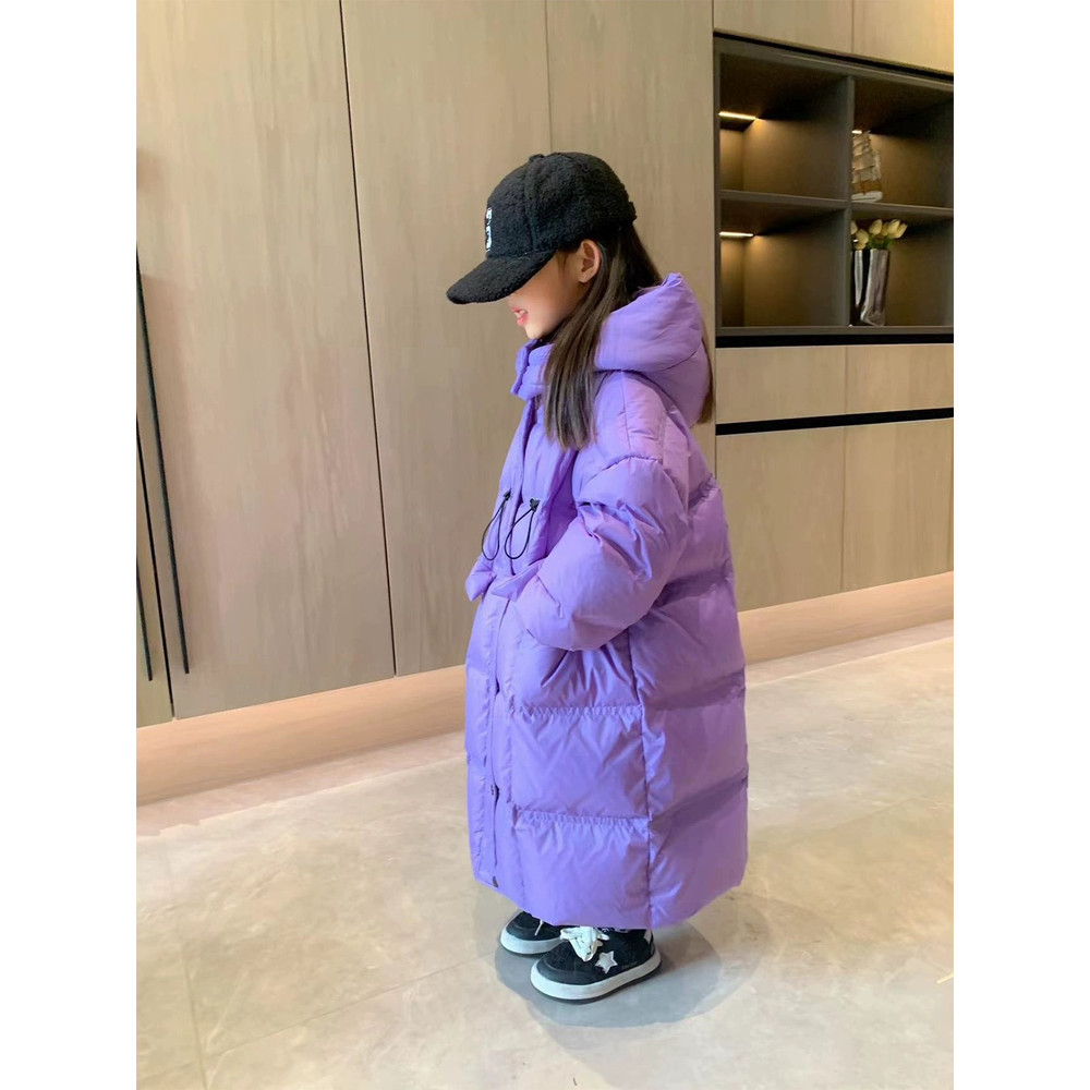 Kids Waterproof Heat Parka, Winter Clothing For Girls, Overknee Length Down Jacket with Hood