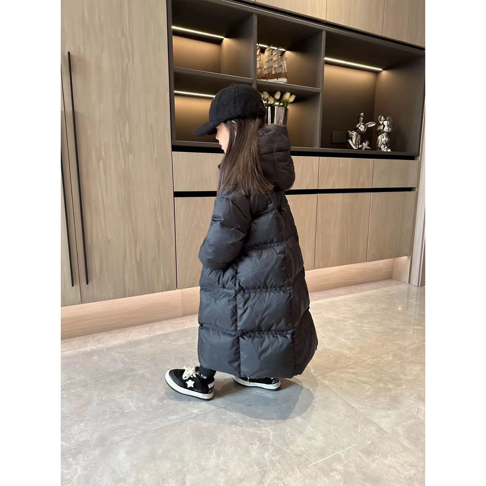Kids Waterproof Heat Parka, Winter Clothing For Girls, Overknee Length Down Jacket with Hood