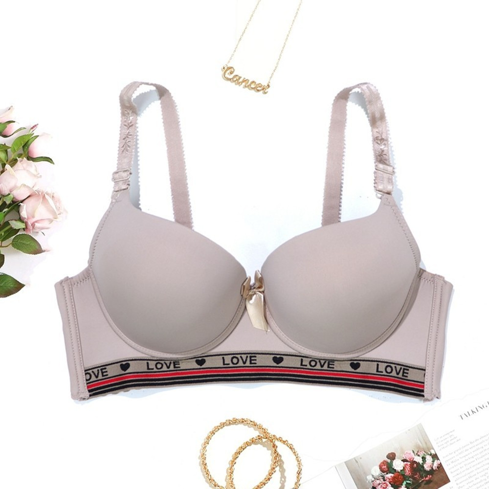 Beauwear Women Seamless Push Up Bra, with Four Row Hook, Alphabet Decor, Steel Support, for Sports and Leisure