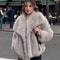 Elegant Women's Faux Fur Coat, Warm Fluffy Jacket, Long Sleeve Lapel Outerwear, Loose High Street Fashion for Autumn