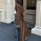 Womens Brown Imitation Deer Fur Coat Chic Lapel Double Breasted Long Sleeve Windbreaker High Street 3