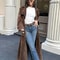 Womens Brown Imitation Deer Fur Coat Chic Lapel Double Breasted Long Sleeve Windbreaker High Street 5