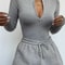 Solid Zipper Bodycon Bodysuit For Women Sexy Mock Neck Long Sleeve Basic Fashion Slim Bodysuits For 2