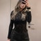 Sexy Black Lace Bodysuit For Women Chic Hollow Out Design Long Sleeves High Spandex Lingerie 2