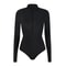 Women's Long Sleeve Surf Suit, Pure Color High Neck Swimsuit, Front Zipper, Fixed Chest Pad