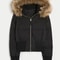 Womens Faux Fur Hooded Jacket Quilted Cropped Coat Winter Fashion Outerwear With Zipper Pockets 0