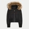 Womens Faux Fur Hooded Jacket Quilted Cropped Coat Winter Fashion Outerwear With Zipper Pockets 8