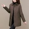 Fashion Plaid Quilted Coat, Women Autumn Winter Jacket, Solid Casual, Thicken Warm Long Sleeve Midi Coat