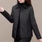 Fashion Plaid Quilted Coat, Women Autumn Winter Jacket, Solid Casual, Thicken Warm Long Sleeve Midi Coat