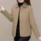 Fashion Plaid Quilted Coat, Women Autumn Winter Jacket, Solid Casual, Thicken Warm Long Sleeve Midi Coat