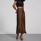 Elegant Satin Midi Skirt, Versatile Solid Color Long Dress, European Style with Bright Light Sensation