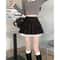 Pure Desire Aesthetic Skirt for Women, High Waisted, A Line Short Spring Skirt, with Lace Bow Trim and Pleats