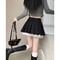 Pure Desire Aesthetic Skirt for Women, High Waisted, A Line Short Spring Skirt, with Lace Bow Trim and Pleats