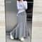 Spring Summer Casual Skirt, Laid Back Grey Elastic Waist, Slimming Long Skirt with Simple Drape Fish Tail