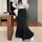 Spring Summer Casual Skirt, Laid Back Grey Elastic Waist, Slimming Long Skirt with Simple Drape Fish Tail