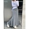 Spring Summer Casual Skirt, Laid Back Grey Elastic Waist, Slimming Long Skirt with Simple Drape Fish Tail