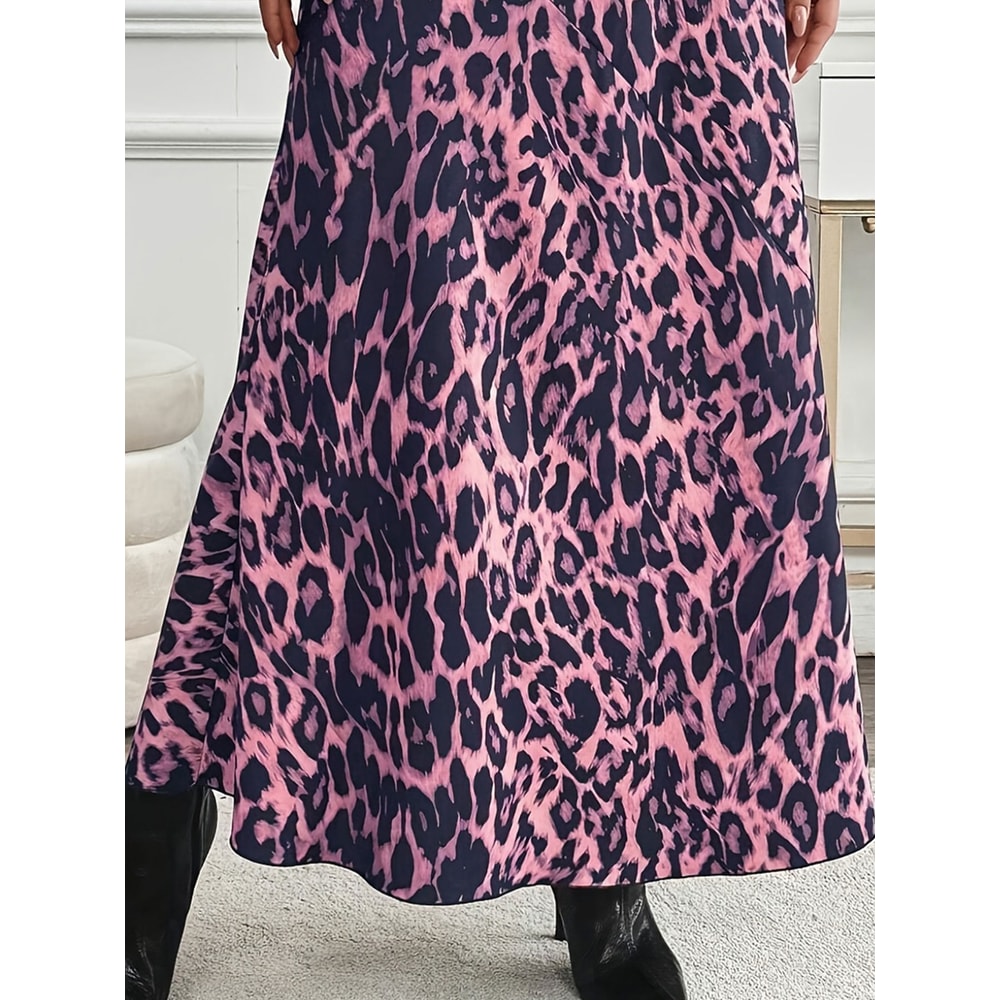 Plus Size Autumn Skirt, Women's A-Line Mid-Length Skirt, Flowy High Waist Tummy Control Style