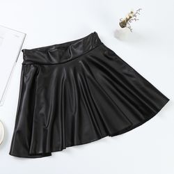 high waist faux leather skirt, elastic mini skirt, multipurpose womens fashion for nightclub, work, and skater style