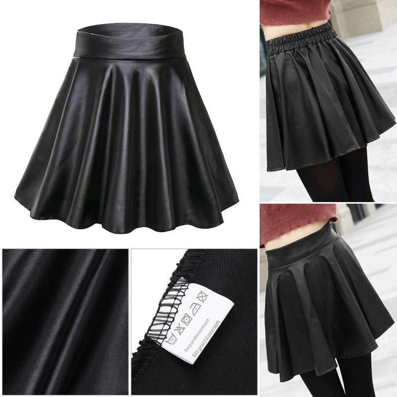 High Waist Faux Leather Skirt Elastic Mini Skirt Multipurpose Womens Fashion For Nightclub Work And 4
