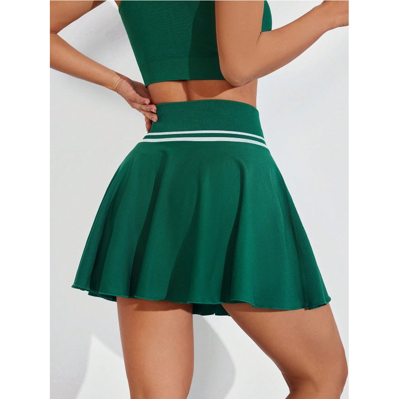 Seamless One Piece Tennis Skirt, Quick Dry Sports Skirt with Four Sided Elastic Feel, Knitted Badminton Skirt