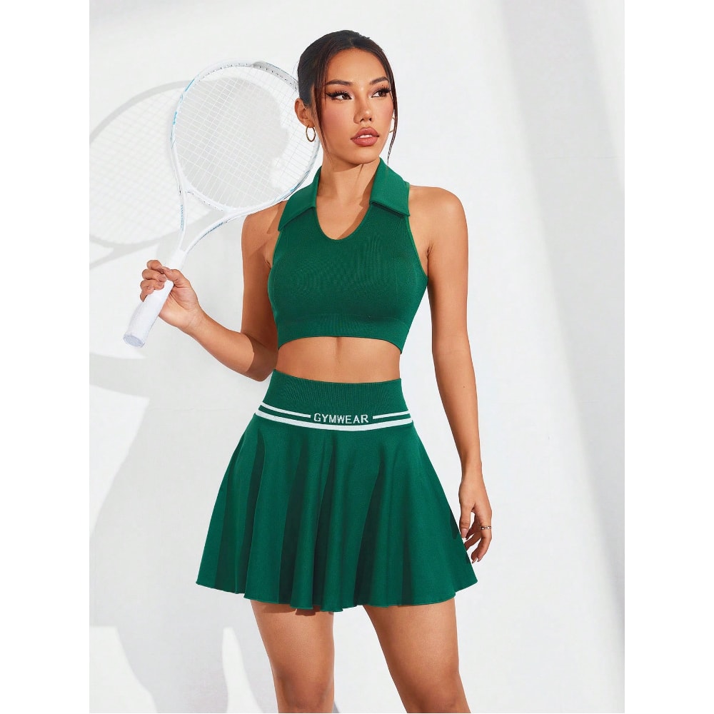 Seamless One Piece Tennis Skirt, Quick Dry Sports Skirt with Four Sided Elastic Feel, Knitted Badminton Skirt