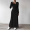 Women's Knitted Long Sleeve Dress, Streetwear, Solid Color Dress that Smooths and Slims