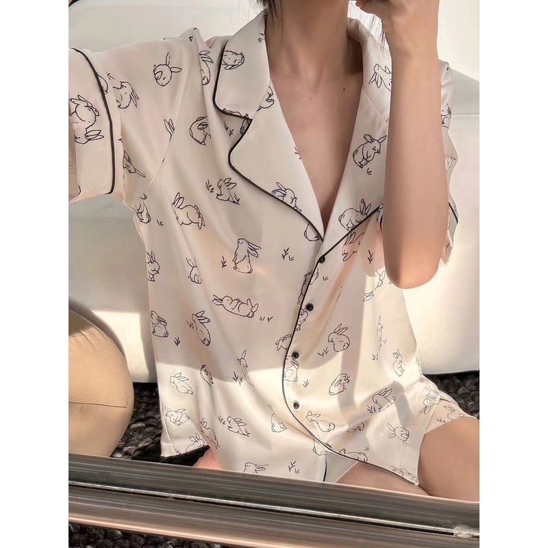 Ladies Summer Pajama Set, Cute Cherries Print Two Piece, Casual Shorts and Top, Home Clothes